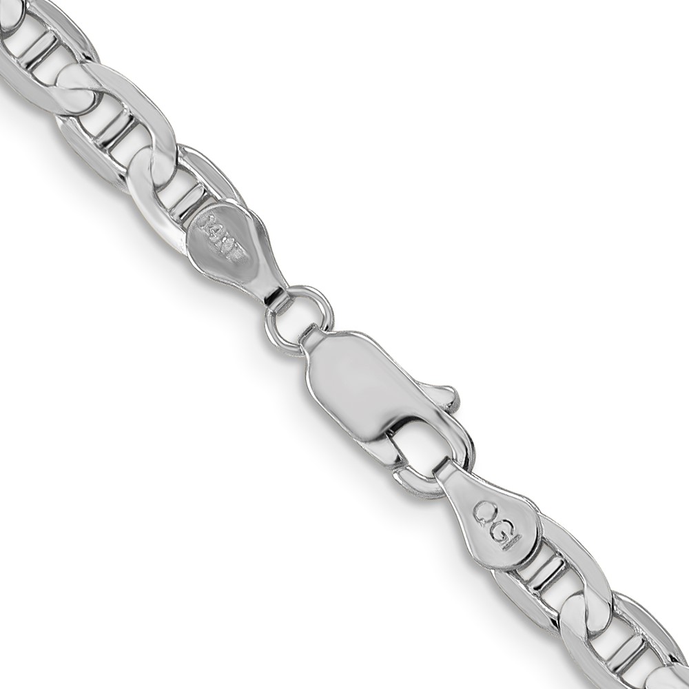 14K White Gold 8 inch 3.75mm Concave Anchor with Lobster Clasp Chain (WCA120-18)