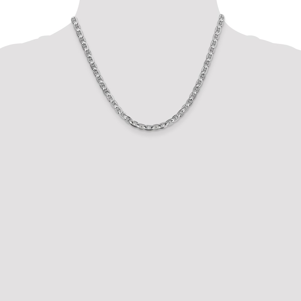 14K White Gold 8 inch 3.75mm Concave Anchor with Lobster Clasp Chain (WCA120-18)