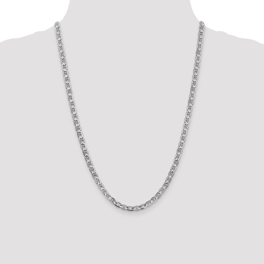 14K White Gold 24 inch 4.5mm Concave Anchor with Lobster Clasp Chain (WCA120-24)