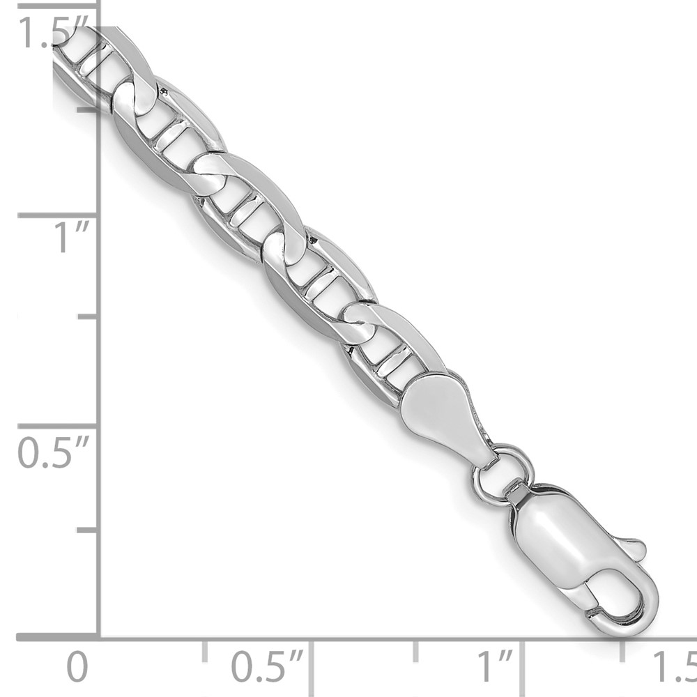 14K White Gold 8 inch 4.5mm Concave Anchor with Lobster Clasp Bracelet (WCA120-8)