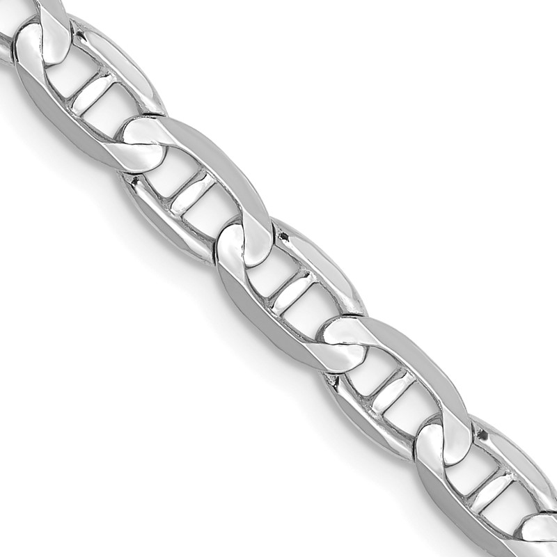 14K White Gold 24 inch 4.5mm Concave Anchor with Lobster Clasp Chain