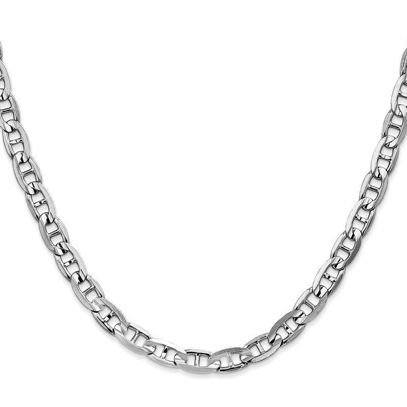 14K White Gold 24 inch 5.25mm Concave Anchor with Lobster Clasp Chain