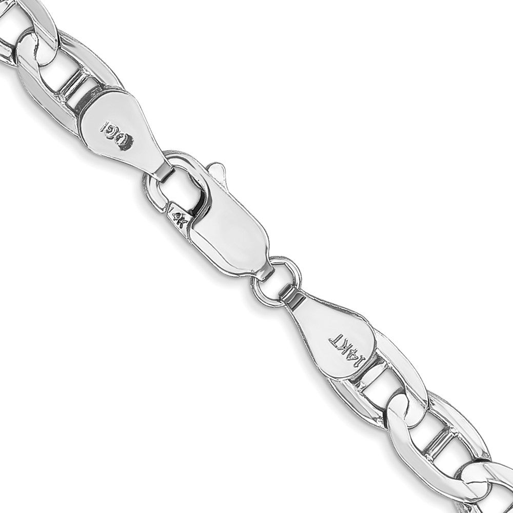 14K White Gold 24 inch 5.25mm Concave Anchor with Lobster Clasp Chain (WCA140-24)