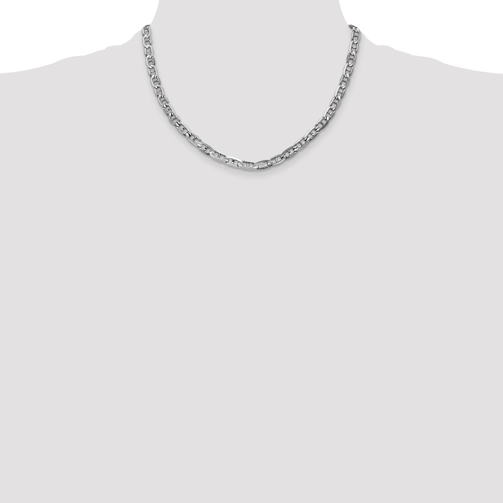 14K White Gold 18 inch 5.25mm Concave Anchor with Lobster Clasp Chain (WCA140-18)