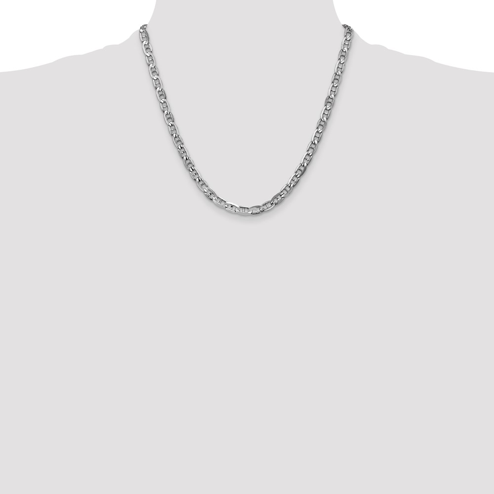 14K White Gold 20 inch 5.25mm Concave Anchor with Lobster Clasp Chain (WCA140-20)