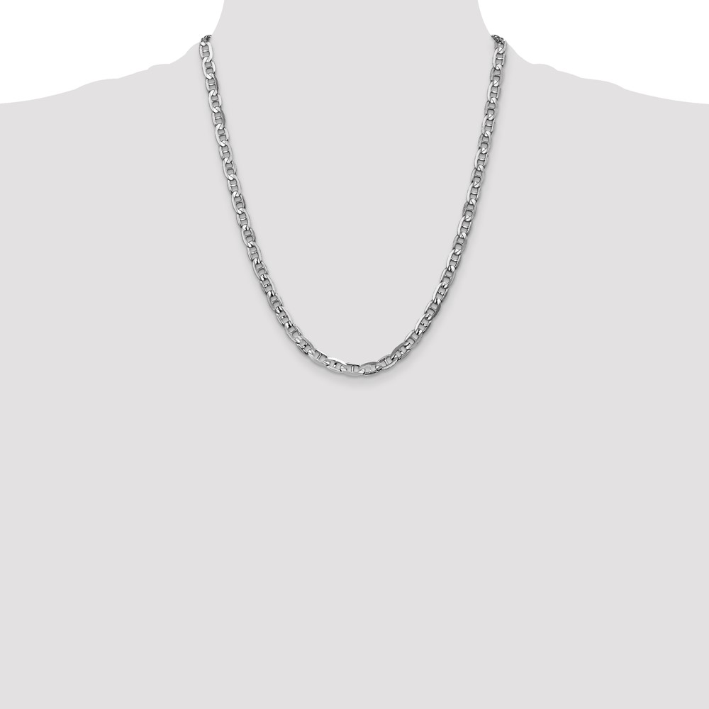 14K White Gold 22 inch 5.25mm Concave Anchor with Lobster Clasp Chain (WCA140-22)