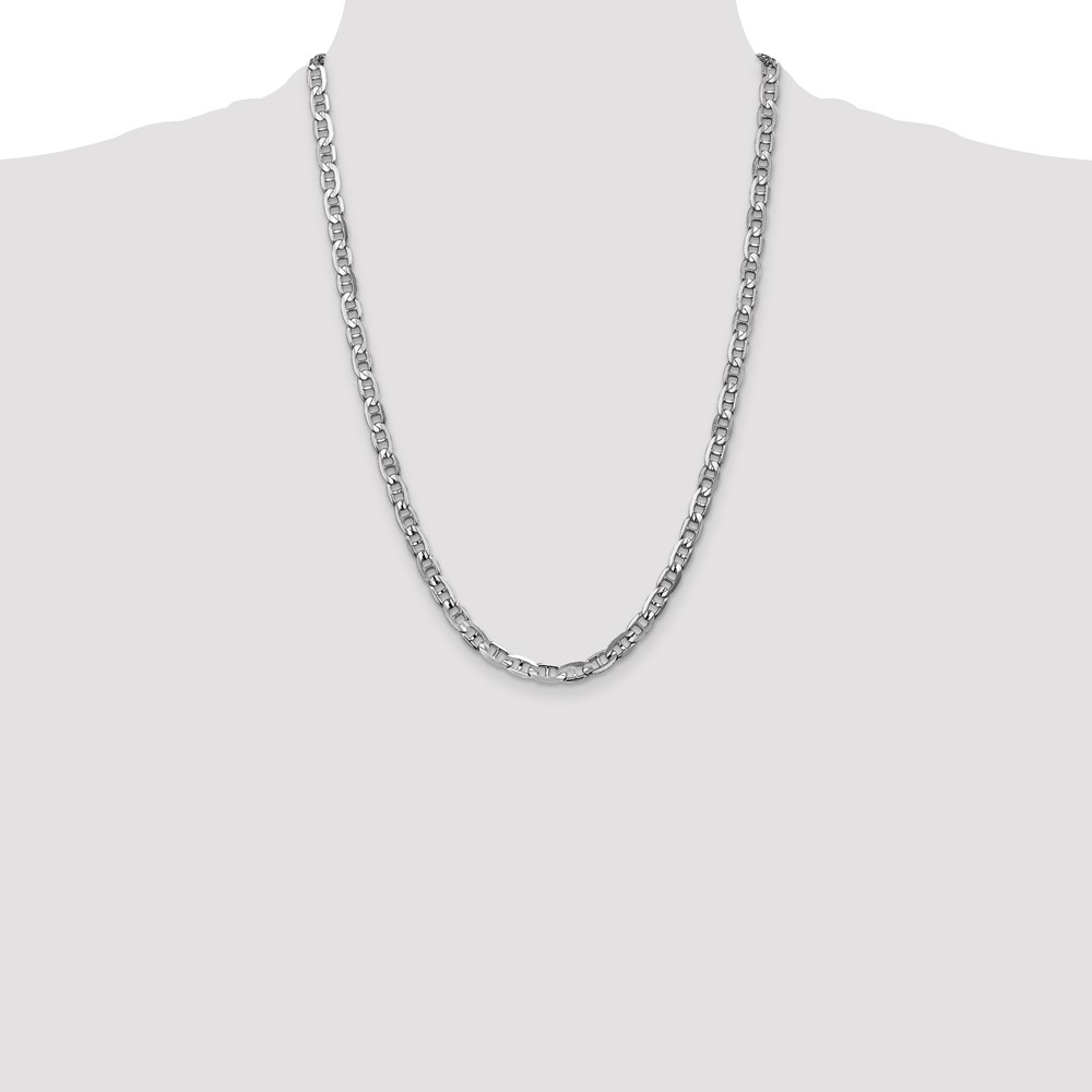 14K White Gold 24 inch 5.25mm Concave Anchor with Lobster Clasp Chain (WCA140-24)