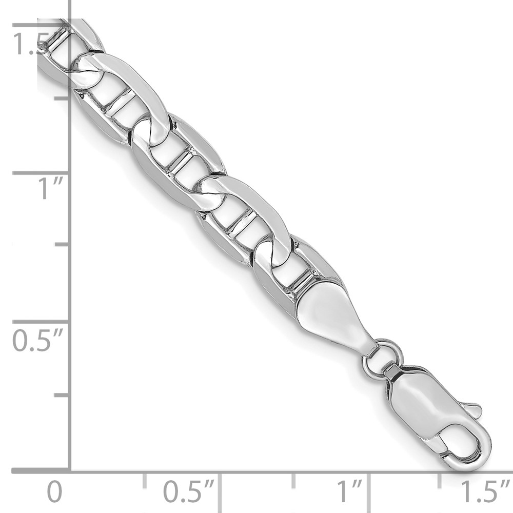 14K White Gold 7 inch 5.25mm Concave Anchor with Lobster Clasp Bracelet (WCA140-7)