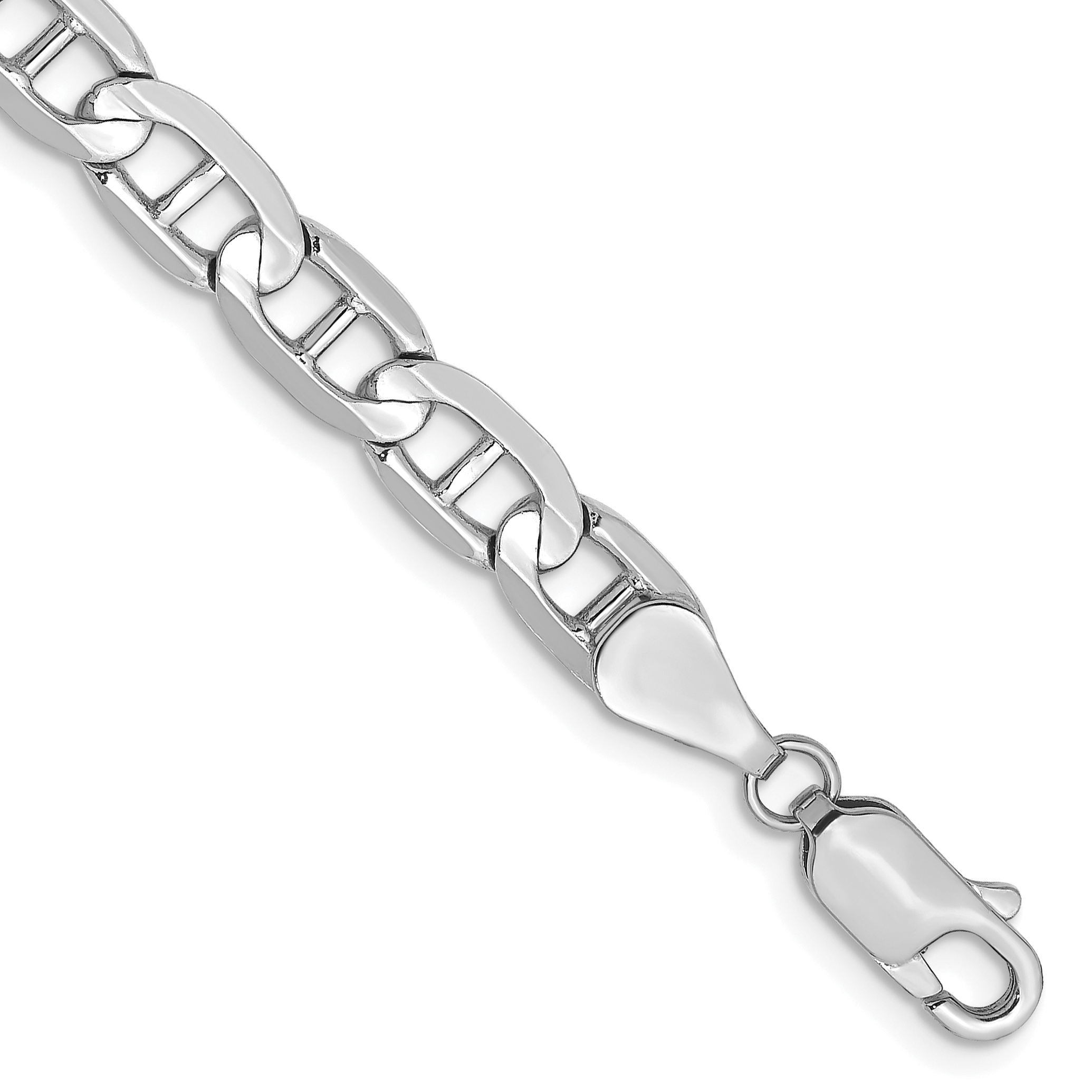 14K White Gold 7 inch 5.25mm Concave Anchor with Lobster Clasp Bracelet (WCA140-7)