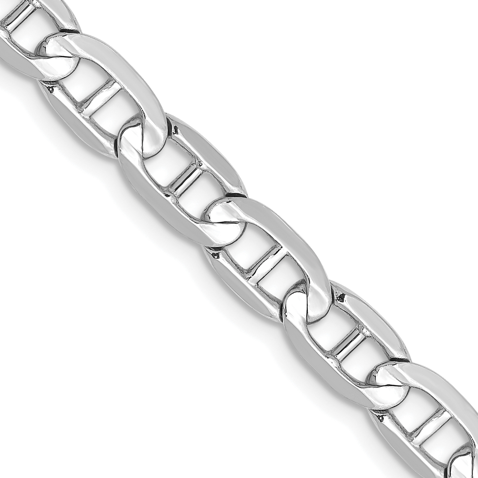 14K White Gold 24 inch 5.25mm Concave Anchor with Lobster Clasp Chain (WCA140-24)