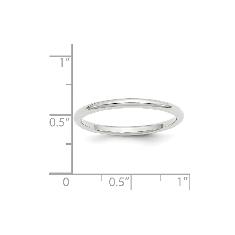 14k White Gold 2mm Standard Weight Comfort Fit Wedding Band Size 7 (WCF020-7)