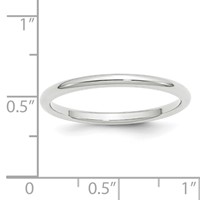 10K White Gold 2mm Standard Weight Comfort Fit Wedding Band view 4