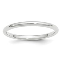 10K White Gold 2mm Standard Weight Comfort Fit Wedding Band view 1