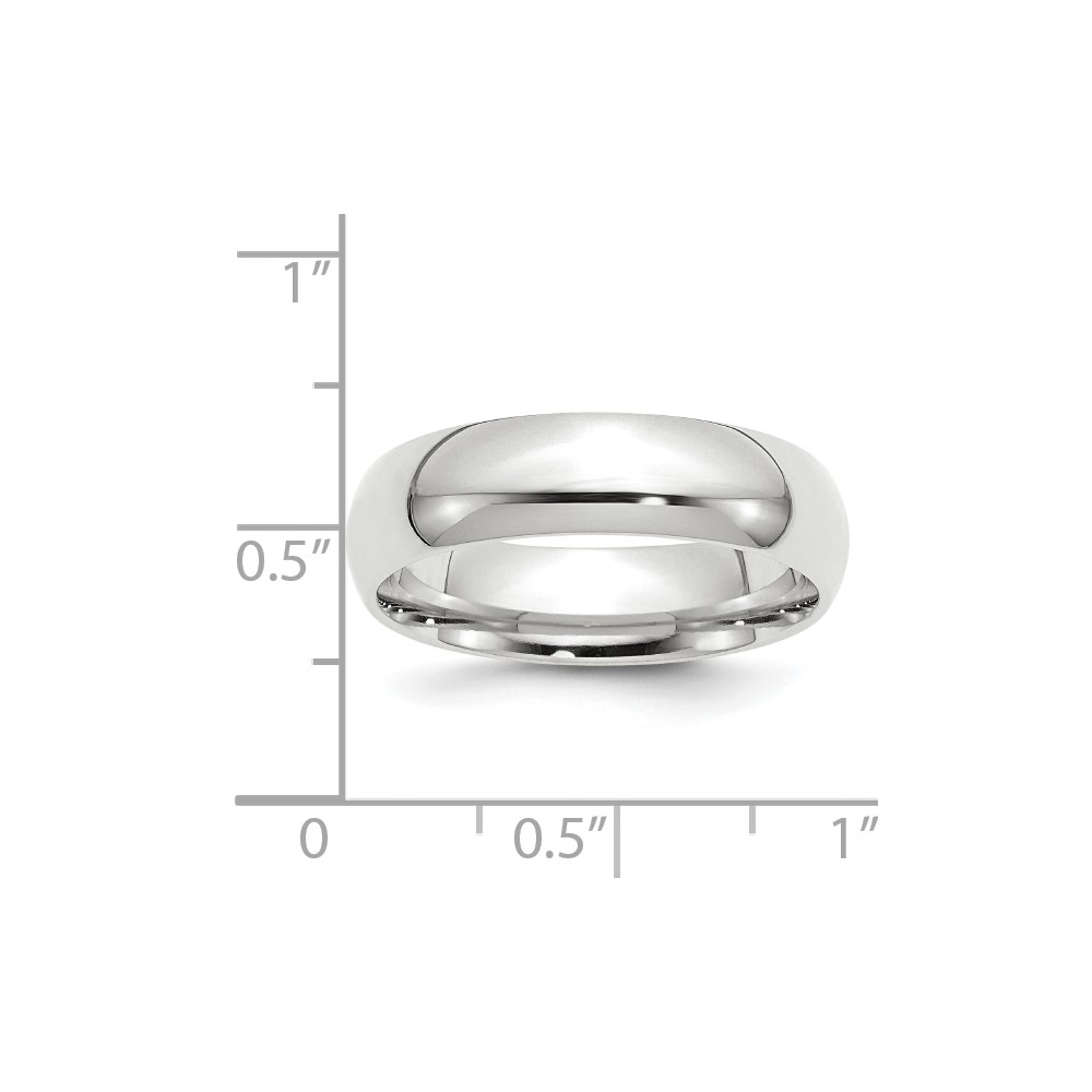 14k White Gold 6mm Standard Weight Comfort Fit Wedding Band Size 8 (WCF060-8)