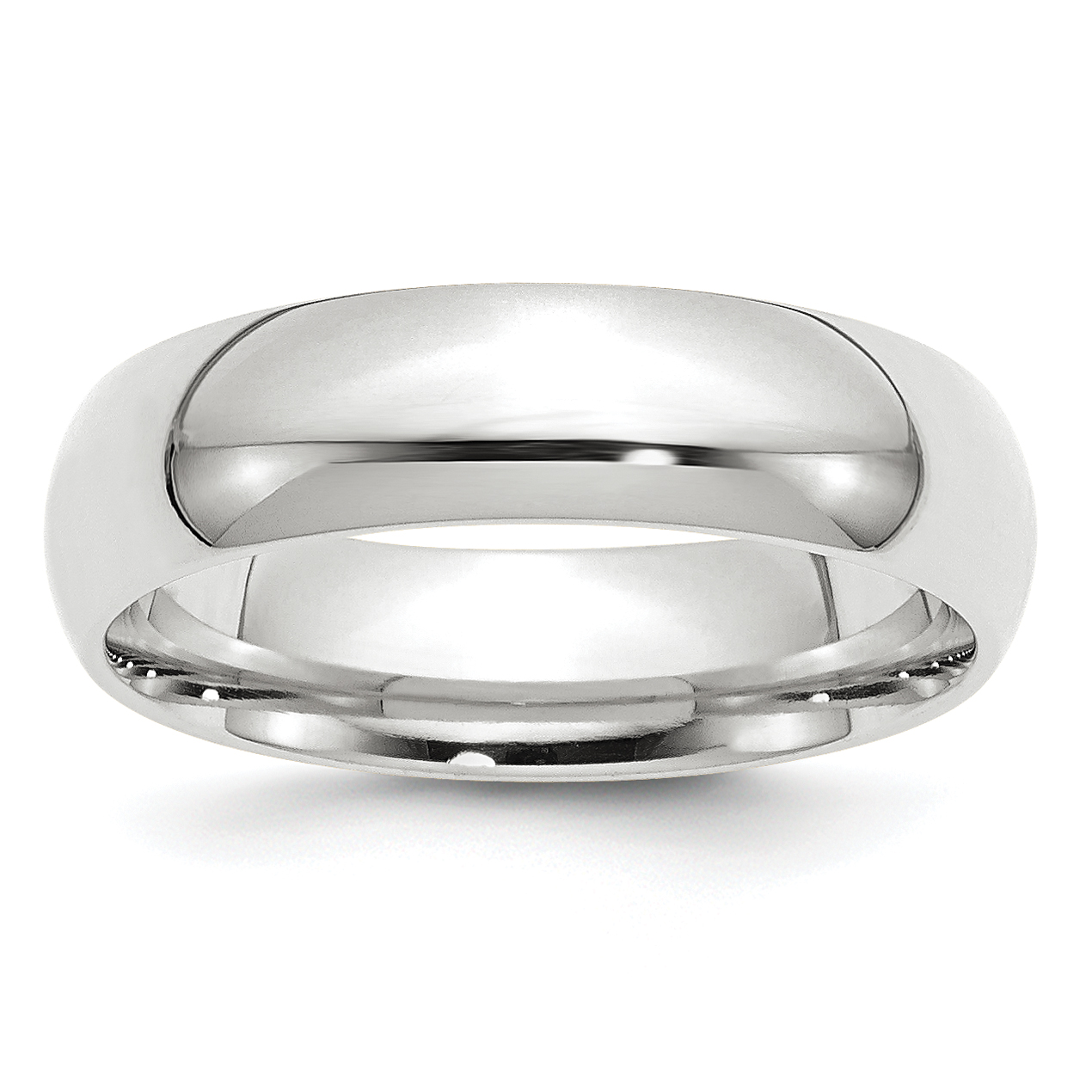 10k White Gold 6mm Standard Weight Comfort Fit Wedding Band Size 10 (1WCF060-10)