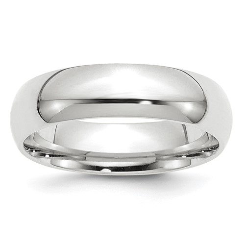 14k White Gold 6mm Standard Weight Comfort Fit Wedding Band Size 8.5