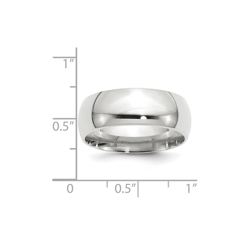 14k White Gold 8mm Standard Weight Comfort Fit Wedding Band Size 13 (WCF080-13)