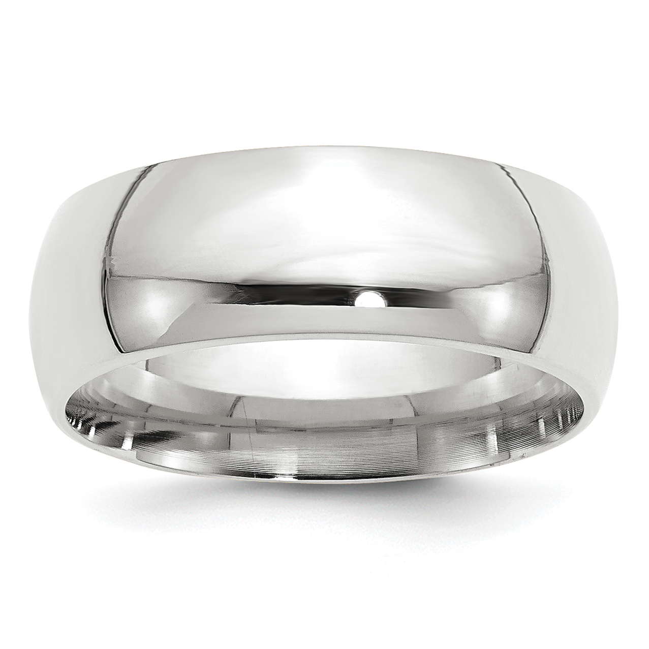 14k White Gold 8mm Standard Weight Comfort Fit Wedding Band Size 13 (WCF080-13)