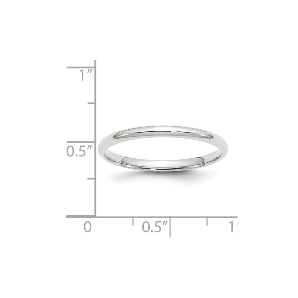 10k White Gold 2mm Lightweight Comfort Fit Wedding Band Ring