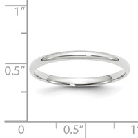 14K White Gold 2mm Lightweight Comfort Fit Wedding Band view 3