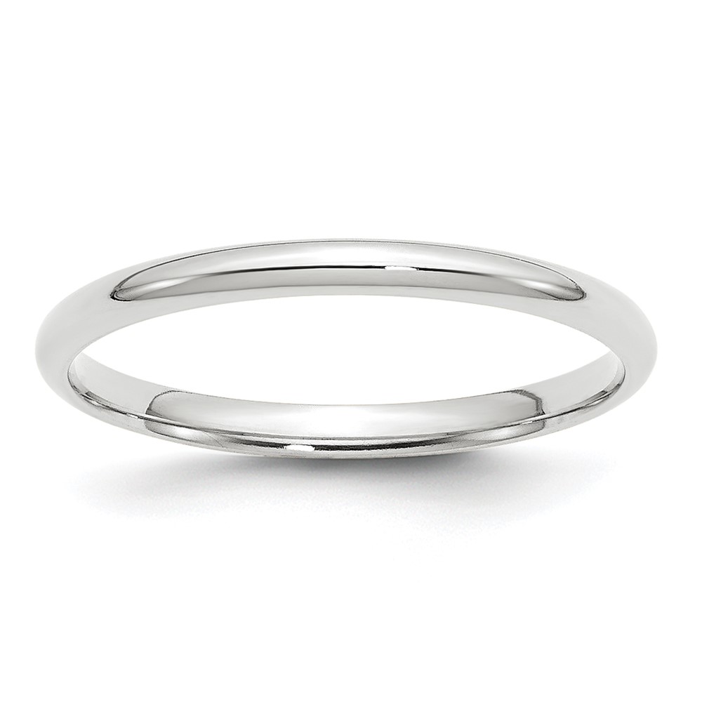 10k White Gold 2mm Lightweight Comfort Fit Wedding Band Ring