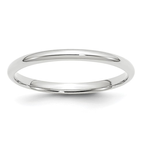10K White Gold 2mm Lightweight Comfort Fit Wedding Band, Size 4
