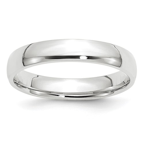 10K White Gold 4mm Lightweight Comfort Fit Wedding Band, Size 4