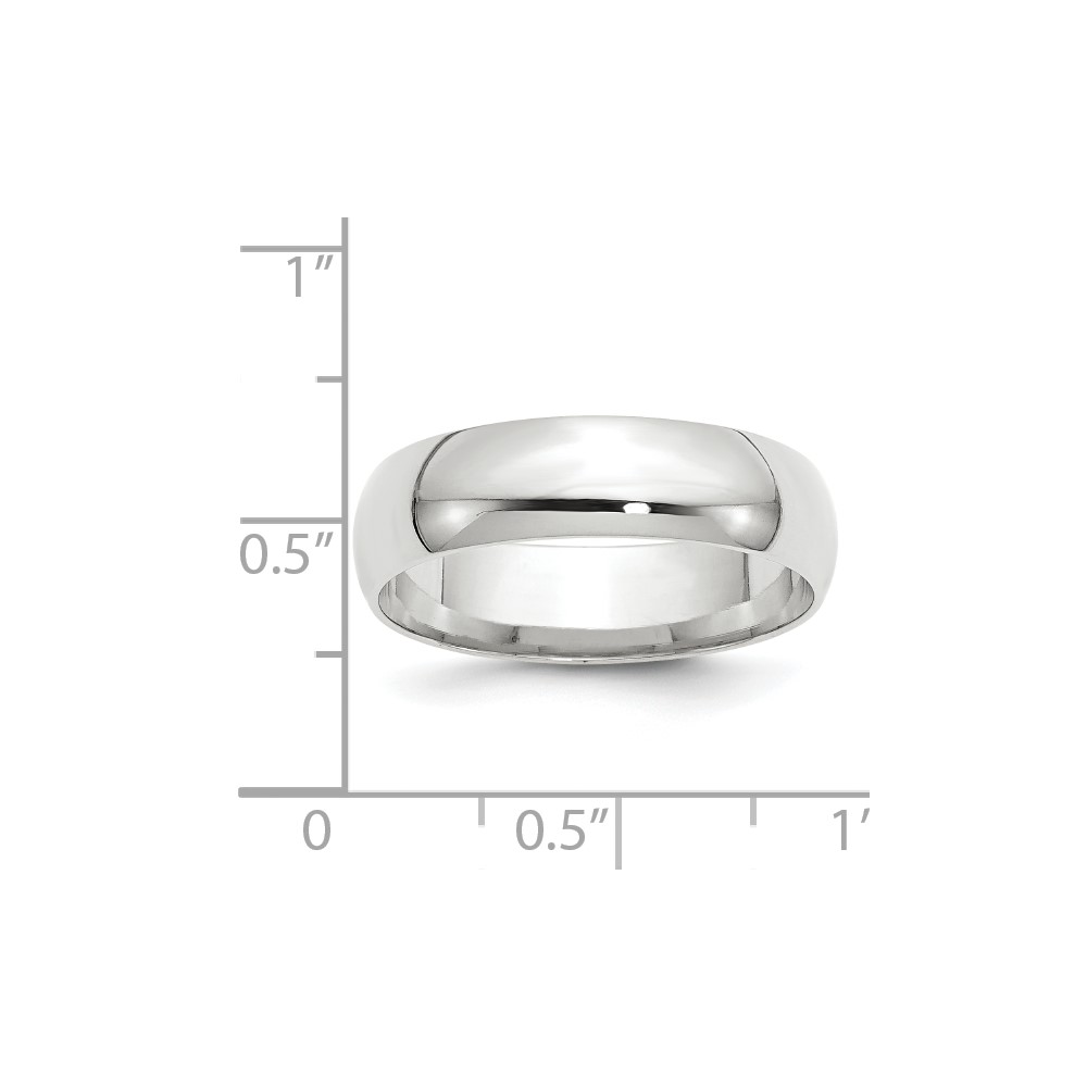 10k White Gold 6mm Lightweight Comfort Fit Wedding Band Size 8.5 (1WCFL060-8.5)