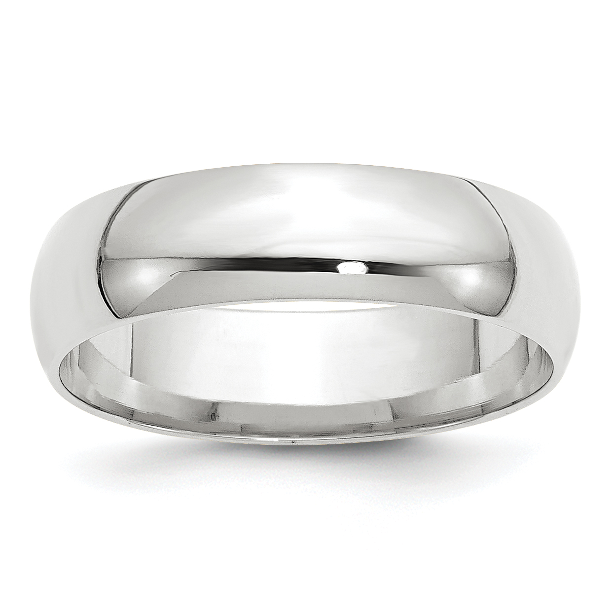 10k White Gold 6mm Lightweight Comfort Fit Wedding Band Size 10 (1WCFL060-10)