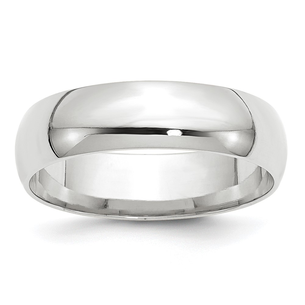 10k White Gold 6mm Lightweight Comfort Fit Wedding Band Size 10 (1WCFL060-10)