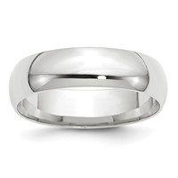 10K White Gold 6mm Lightweight Comfort Fit Wedding Band, Size 4 view 1