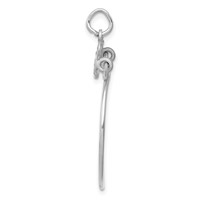 14K White Gold Diamond-cut Heart Charm Holder Pendant view 2