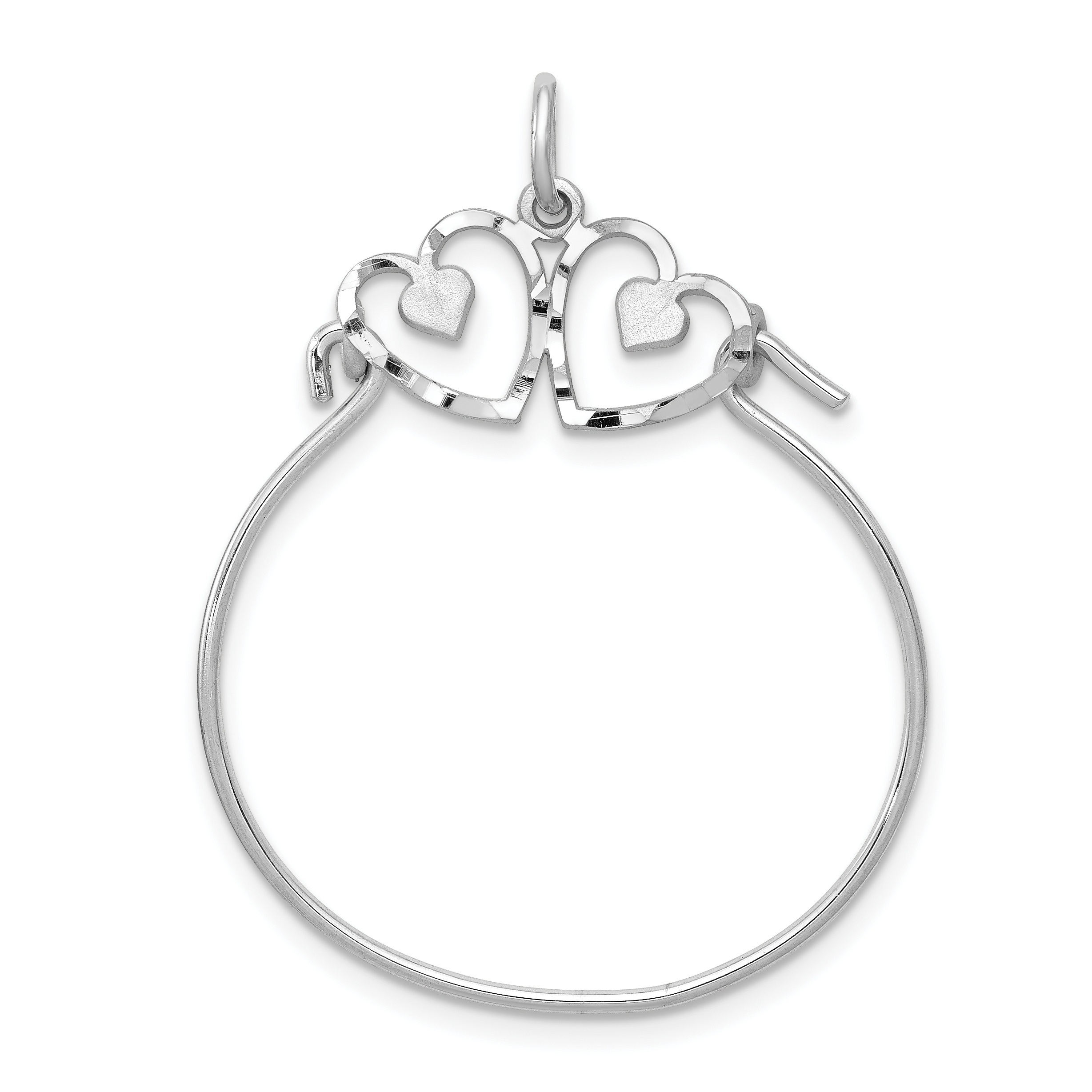 14k White Gold Heart Charm Holder (WCH10)