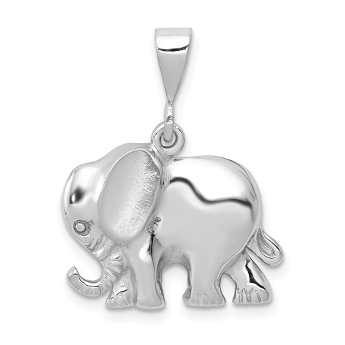 14K White Gold Polished Elephant Charm