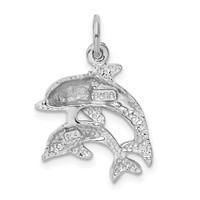 14K White Gold Dolphin Pair Charm view 3