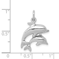 14K White Gold Dolphin Pair Charm view 4