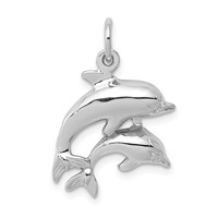 14K White Gold Dolphin Pair Charm view 1