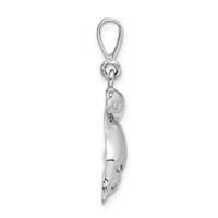 14K White Gold Polished Three Dolphin Charm view 2
