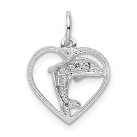 14K White Gold Dolphin in Heart Charm view 3