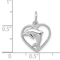 14K White Gold Dolphin in Heart Charm view 4