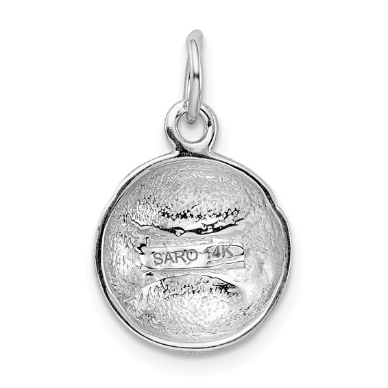 14k White Gold Baseball Charm