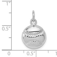 14K White Gold Baseball Charm view 4