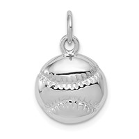 14K White Gold Baseball Charm view 1
