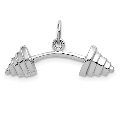 14K White Gold Curved Barbell Charm