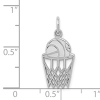 14K White Gold Basketball in Net Charm view 3