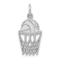 14K White Gold Basketball in Net Charm view 1