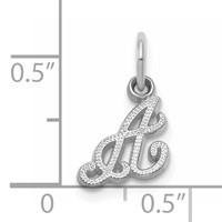 14K White Gold Casted Script Letter a Initial Charm view 3