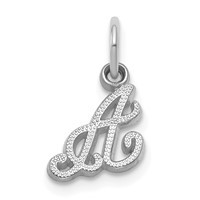 14K White Gold Casted Script Letter a Initial Charm view 1