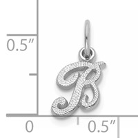 14KW White Gold Casted Script Letter B Initial Charm view 5