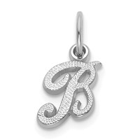 14KW White Gold Casted Script Letter B Initial Charm view 1